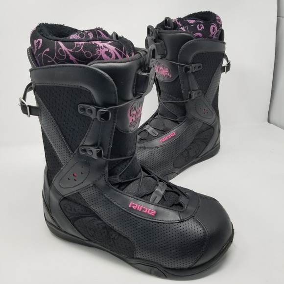 Ride Shoes - Women's Black Pink Purple RIDE SAGE Snowboard Boots Size 9.5